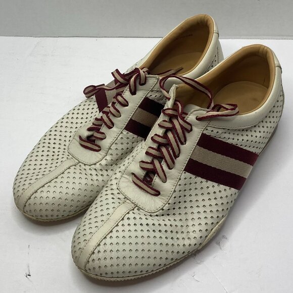 "Bally FreeNew White Leather Sneakers Men's Size 8.5 | Casual Lace-Up Shoes - Picture 2 of 3